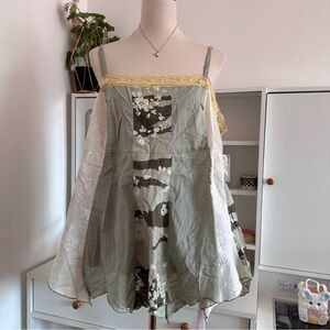Y2k asymmetric Patchwork Spaghetti Strap Top
